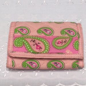 Tri-Fold Wallet Pink Paisley Fabric